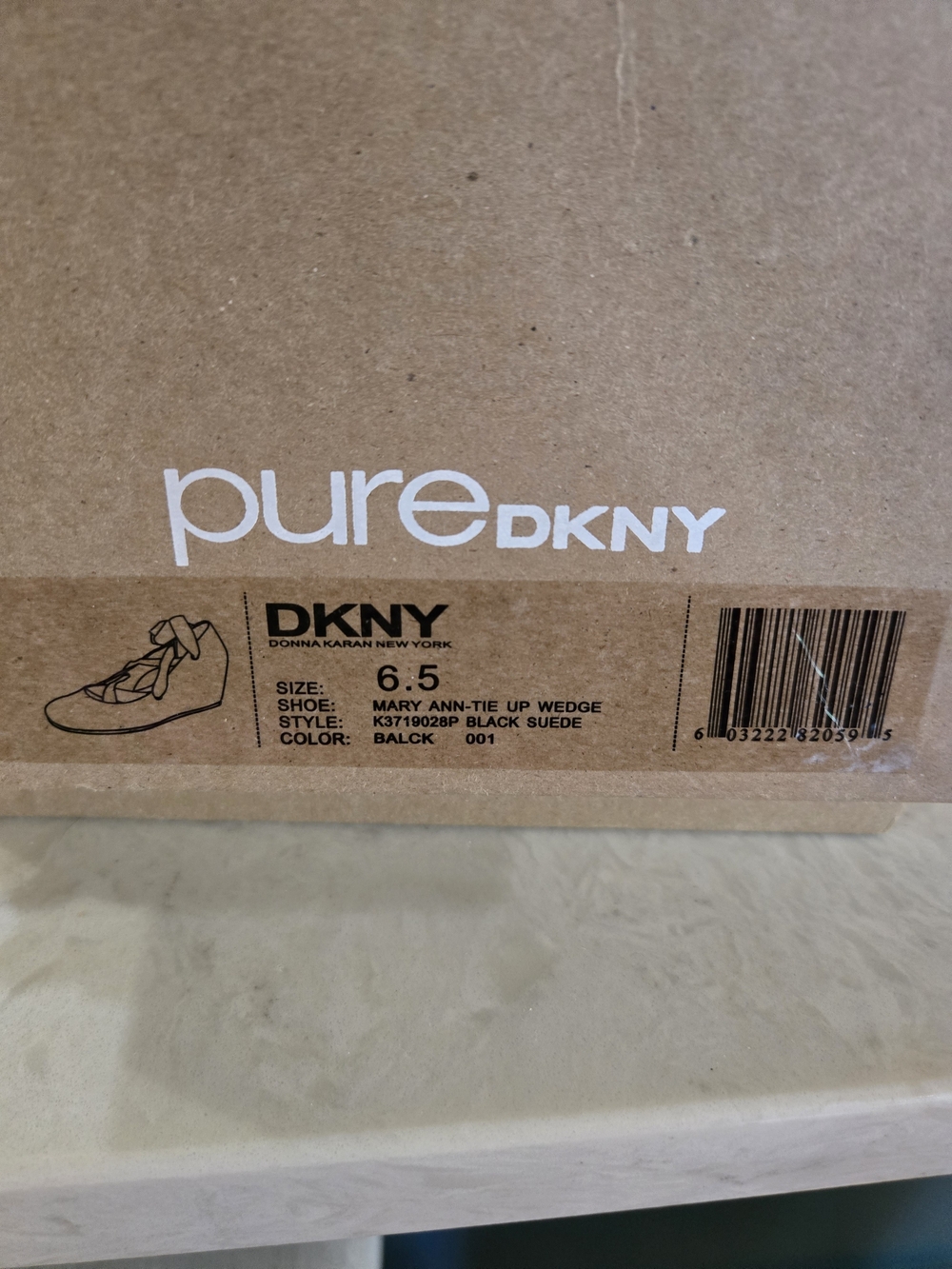 Pure DKNY Black Lace-Up Ballet Wedges 6.5 - Picture 7 of 9